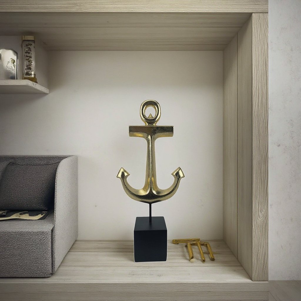 New Design Nautical Anchor Figurine Resin Boat Sculptures Anchor Statue Ornament for Home Tabletop Modern Decor Resin Crafts