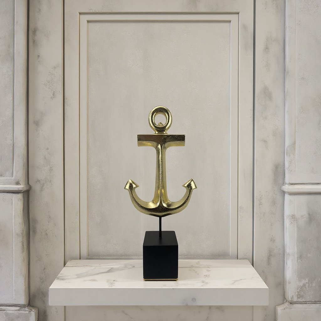 New Design Nautical Anchor Figurine Resin Boat Sculptures Anchor Statue Ornament for Home Tabletop Modern Decor Resin Crafts