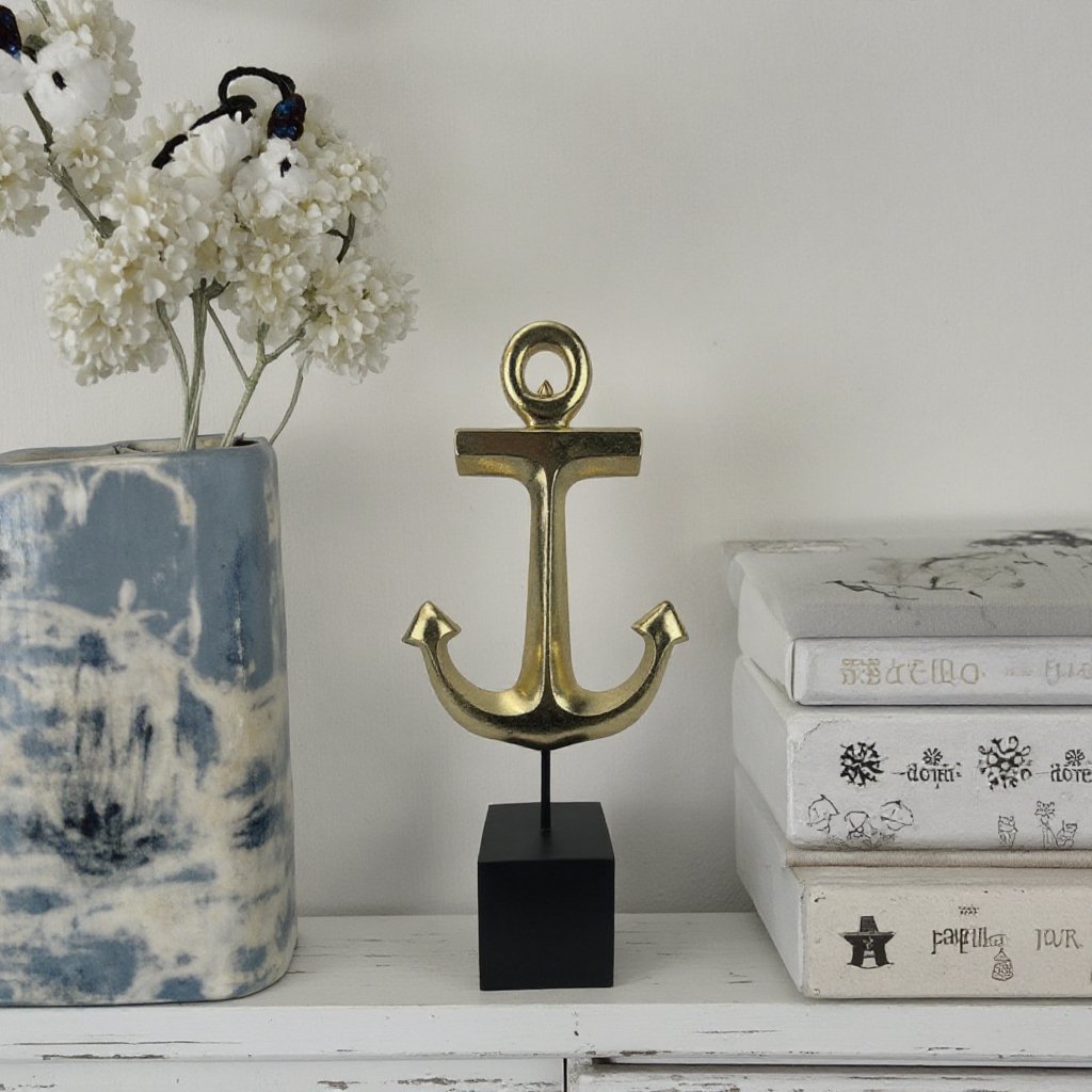 New Design Nautical Anchor Figurine Resin Boat Sculptures Anchor Statue Ornament for Home Tabletop Modern Decor Resin Crafts