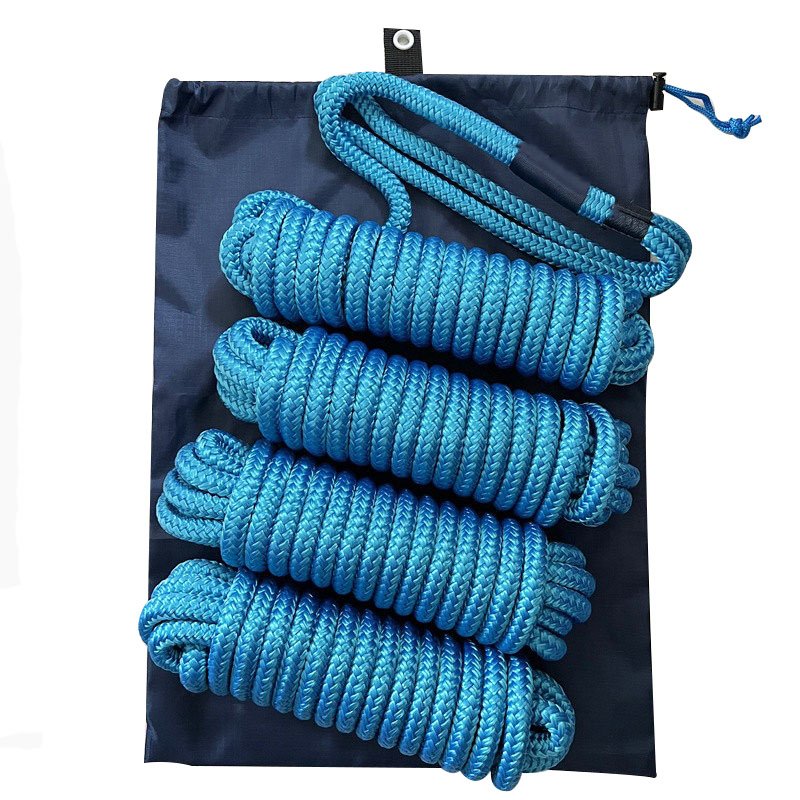 China Supplier 3/8inch Marine Rope 15ft Nylon Double Braided Dock Line for Boat Mooring and Sailing