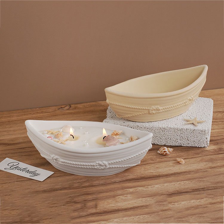 YS Boat Shaped Candle Cup Silicone Mold Gypsum Storage Box Flower Pot Casting Mould DIY Aromatherapy Candle Making Supplies