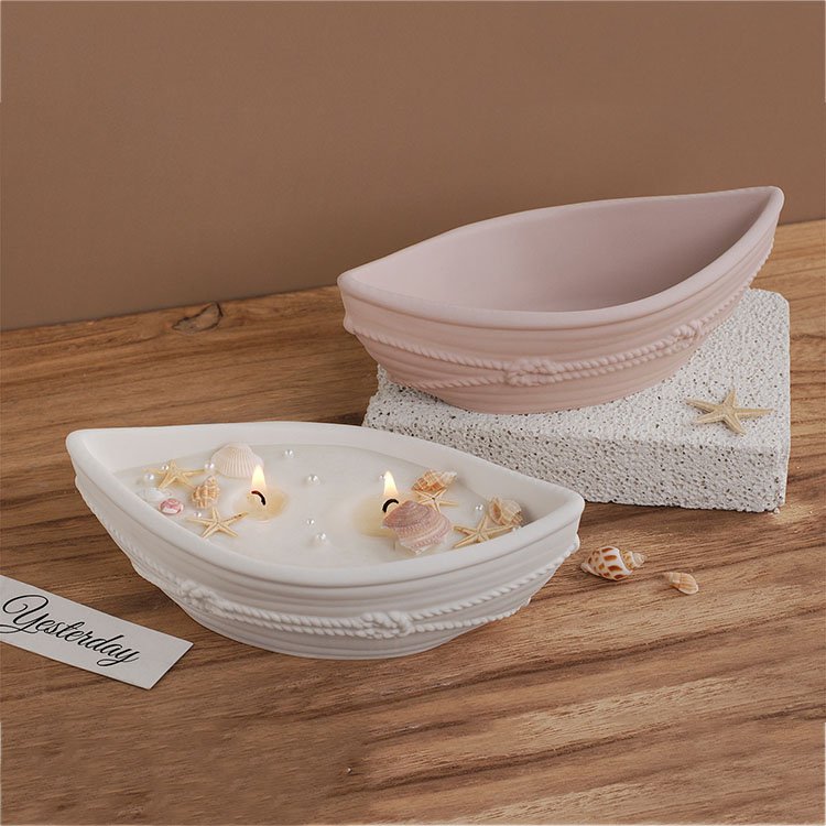 YS Boat Shaped Candle Cup Silicone Mold Gypsum Storage Box Flower Pot Casting Mould DIY Aromatherapy Candle Making Supplies