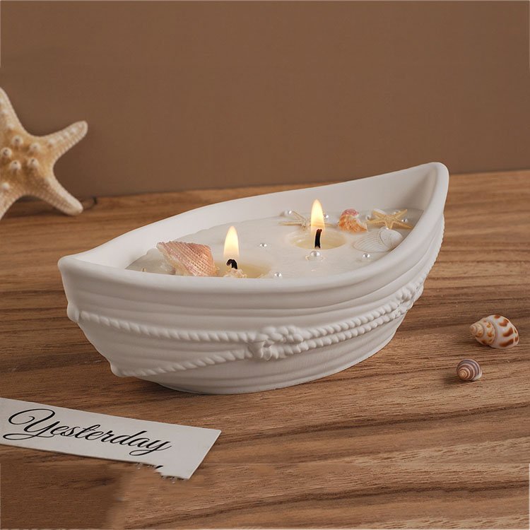 YS Boat Shaped Candle Cup Silicone Mold Gypsum Storage Box Flower Pot Casting Mould DIY Aromatherapy Candle Making Supplies