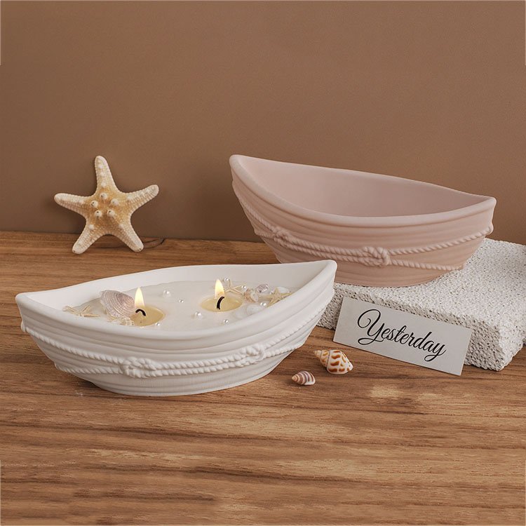 YS Boat Shaped Candle Cup Silicone Mold Gypsum Storage Box Flower Pot Casting Mould DIY Aromatherapy Candle Making Supplies