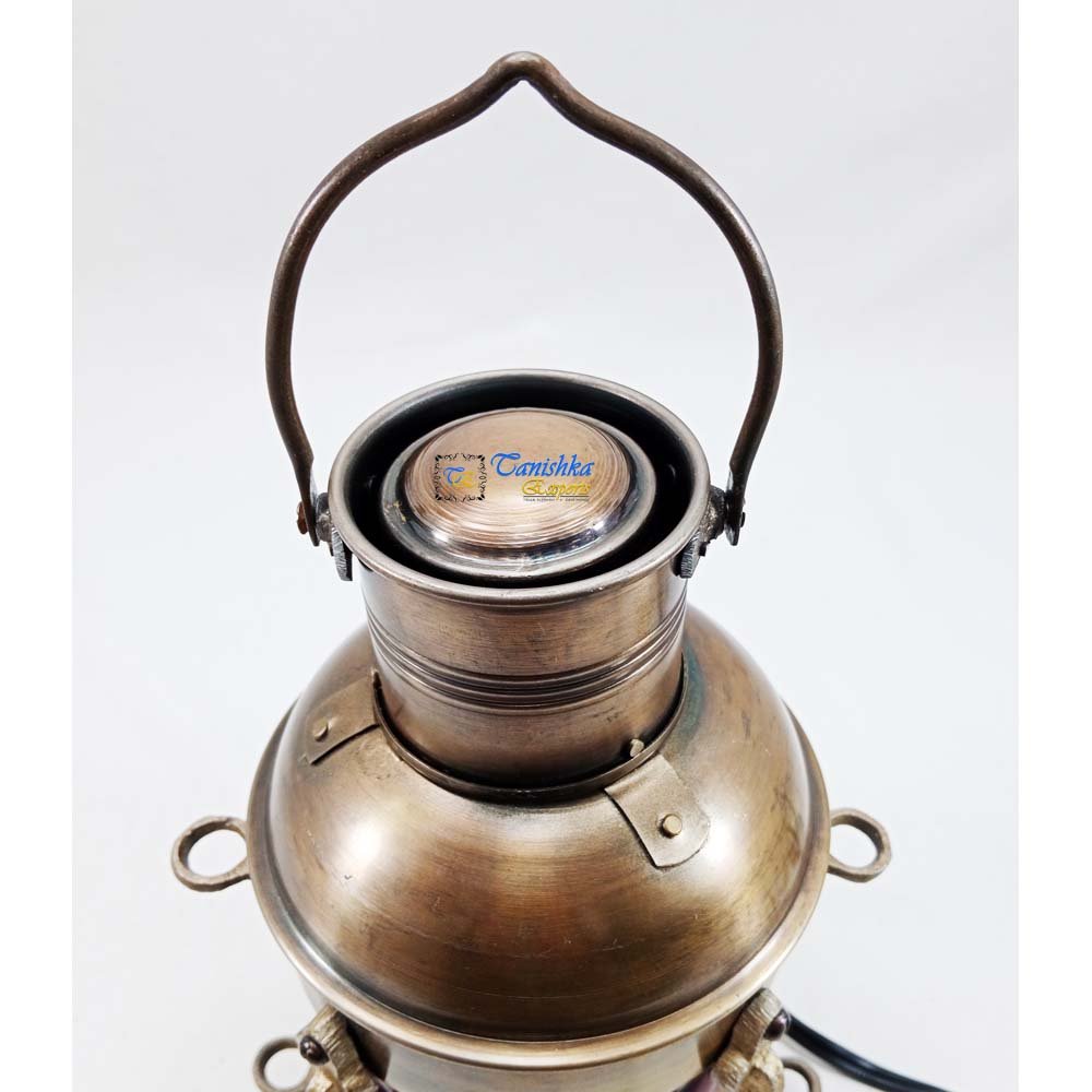 Antique Brass Ship Boat Lantern Hurricane Home and Office Decor Lamp Vintage Style Reproduction Hanging Lantern