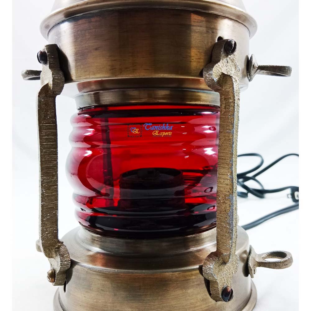 Antique Brass Ship Boat Lantern Hurricane Home and Office Decor Lamp Vintage Style Reproduction Hanging Lantern