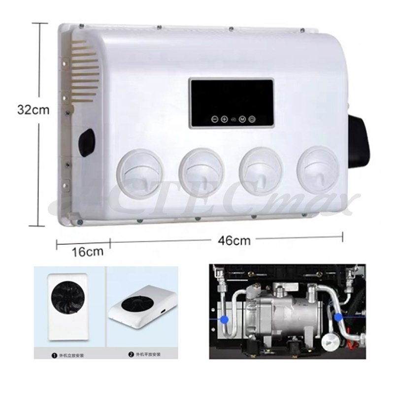 White Split Electric Parking Cooler 12V/24V AC Unit AC.161.066 Car Air Conditioner for RV Truck Cabin Electric Forklift