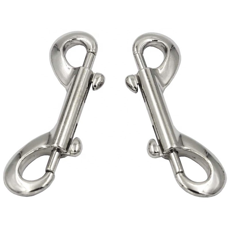 FULE Custom Stainless Steel Double Sided Carabiner Dual Locking Marine Scuba Diving Spring Clips Double Ended Bolt Snap Hook