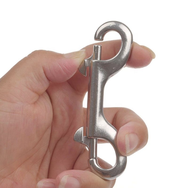 FULE Custom Stainless Steel Double Sided Carabiner Dual Locking Marine Scuba Diving Spring Clips Double Ended Bolt Snap Hook