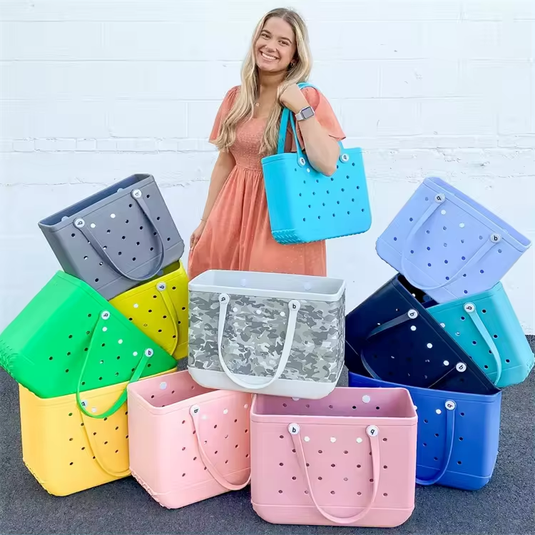 2024 Large Size Simply EVA Foam Candy Colors Beach Holes Bag Big Capacity Women's Summer Croc Waterproof Shopping Tote Bags