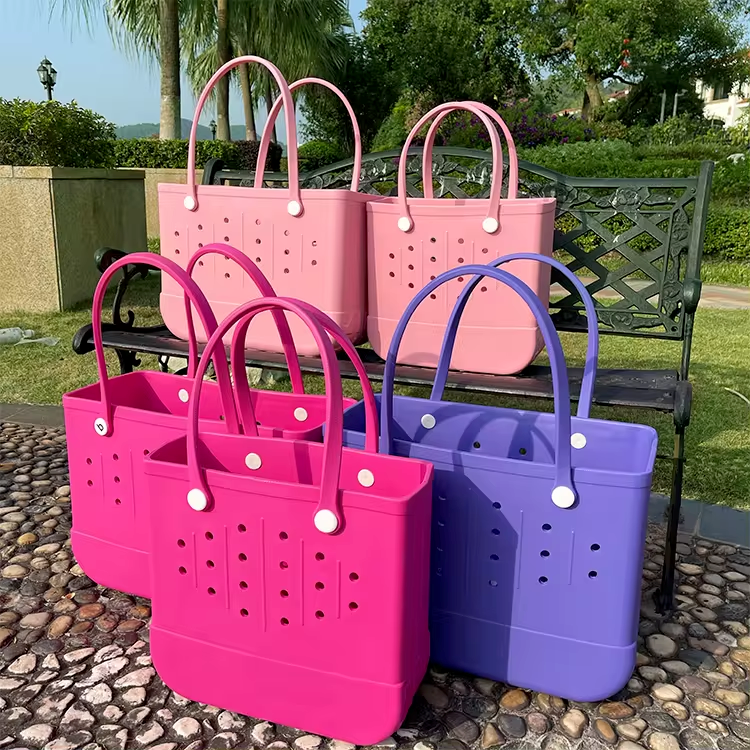 2024 Large Size Simply EVA Foam Candy Colors Beach Holes Bag Big Capacity Women's Summer Croc Waterproof Shopping Tote Bags