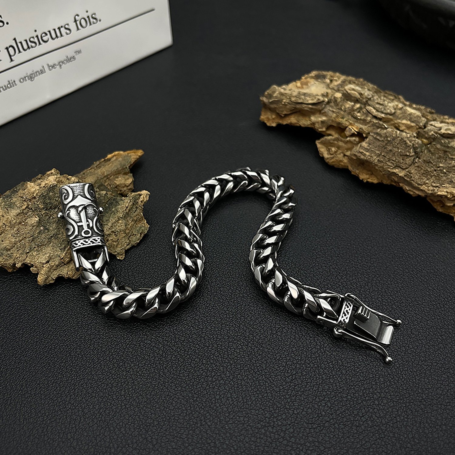 Vintage Fashion Hip Hop Personality Design Stainless Steel Boat Anchor Clasp Cuban Link Chain for Men Jewelry Bracelet