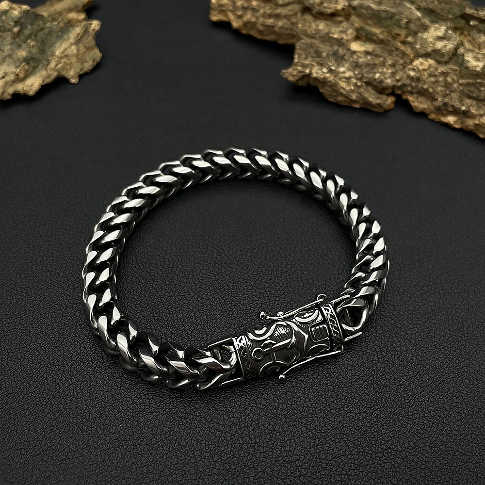 Vintage Fashion Hip Hop Personality Design Stainless Steel Boat Anchor Clasp Cuban Link Chain for Men Jewelry Bracelet