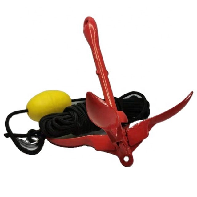 Marine 1.5kg Carbon Steel Folding Anchor Red Lacquer Anchor Rubber Boat Fishing Anchor