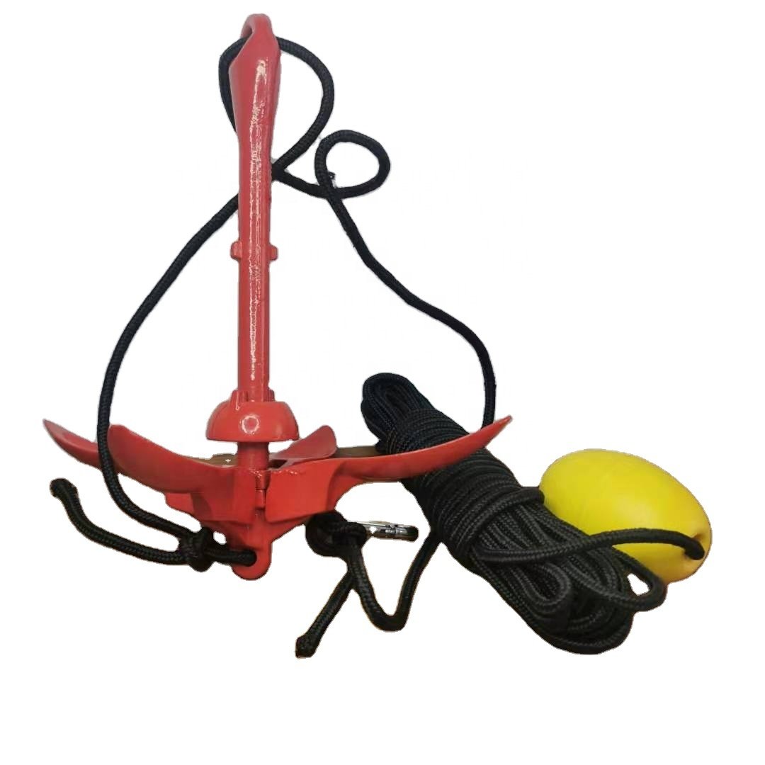 Marine 1.5kg Carbon Steel Folding Anchor Red Lacquer Anchor Rubber Boat Fishing Anchor