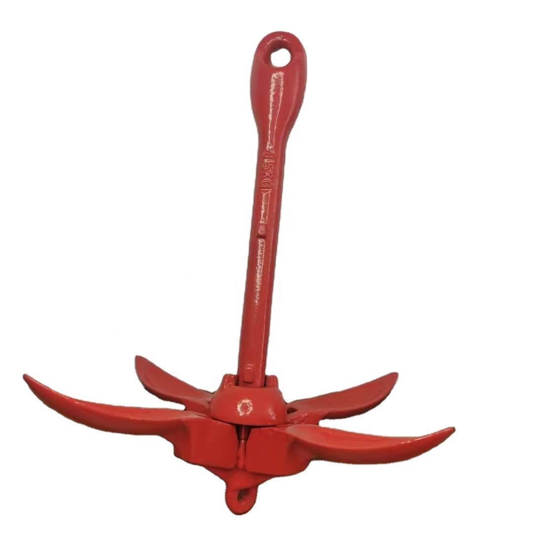 Marine 1.5kg Carbon Steel Folding Anchor Red Lacquer Anchor Rubber Boat Fishing Anchor