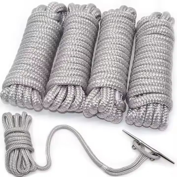 4 Pack 3/8 Inch 20 Ft Double Braid Nylon Dock Line Mooring Rope Boat Dock Line