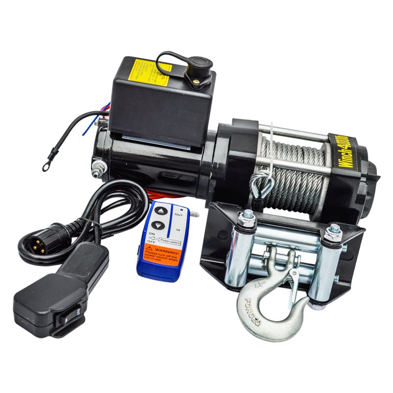 Electrique Electric 4000lb WINCH 12V Steel Cable Winch Quad Bike Auto ATV Trailer Truck Boat Winch 15m