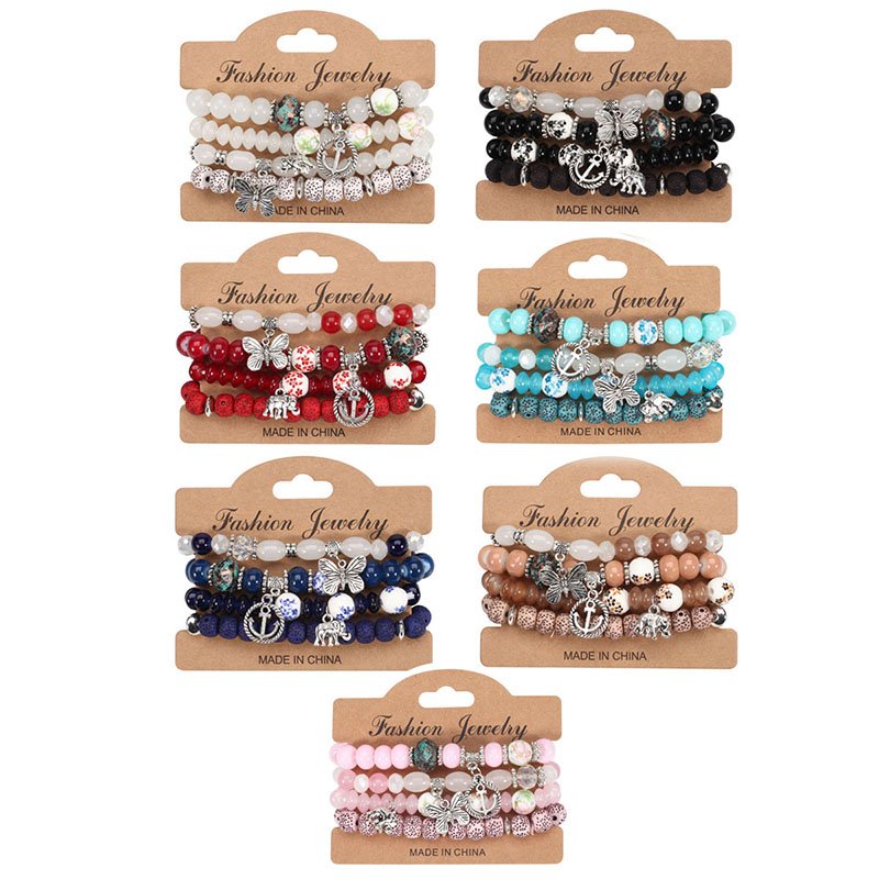 Fashion Variety Set for Women Stack Strands Bead Bracelet Butterfly Boat Anchor Pendant Parties ODM Supply Type Charm Bracelets