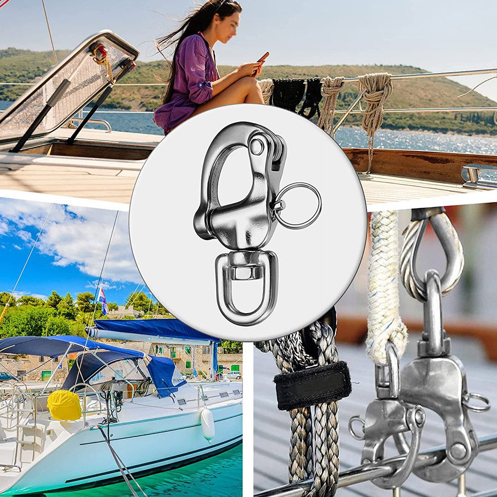 Swivel Eye Snap Shackle Quick Release Bail Rigging Boat Anchor Chain Eye Shackle Stainless Steel Clip for Marine Architectural