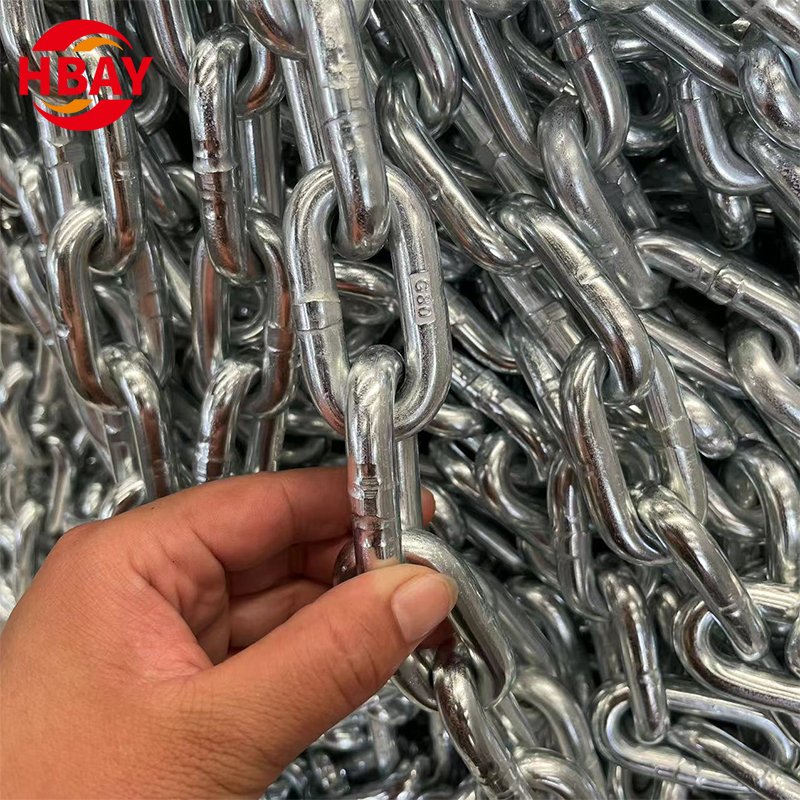 Heavy Duty G80 Chain for Hoist Crane 6mm Metal Iron Welded Conveyor Chain with Zinc Finish High Quality
