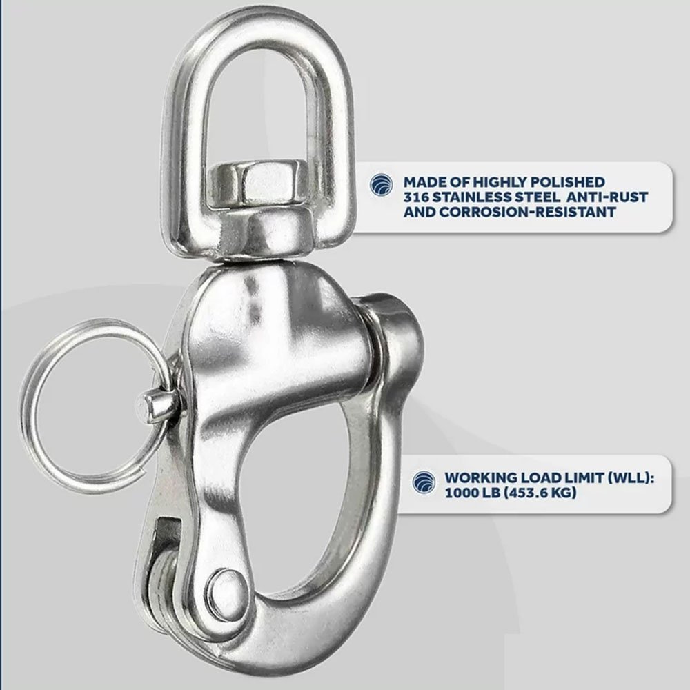 Boat Jaw Swivel Eye Snap Shackle Length 2-3/4" (78mm) Fastener