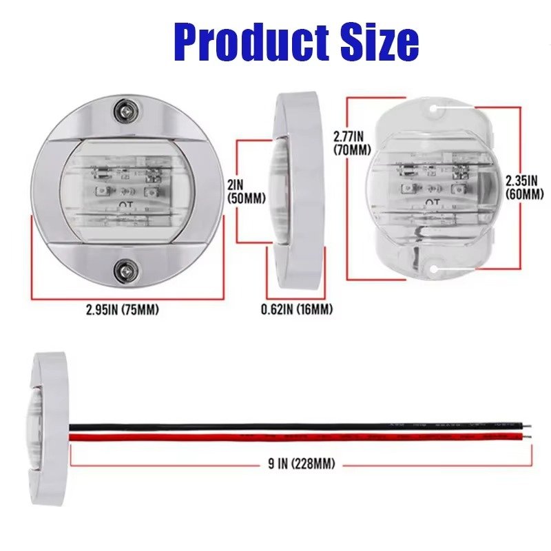 DC 12V/24V 6LED Stern Light Boat Marine Lights Navigation Light Waterproof Marker Lamp for Truck RV Yacht Transom Anchor Stern