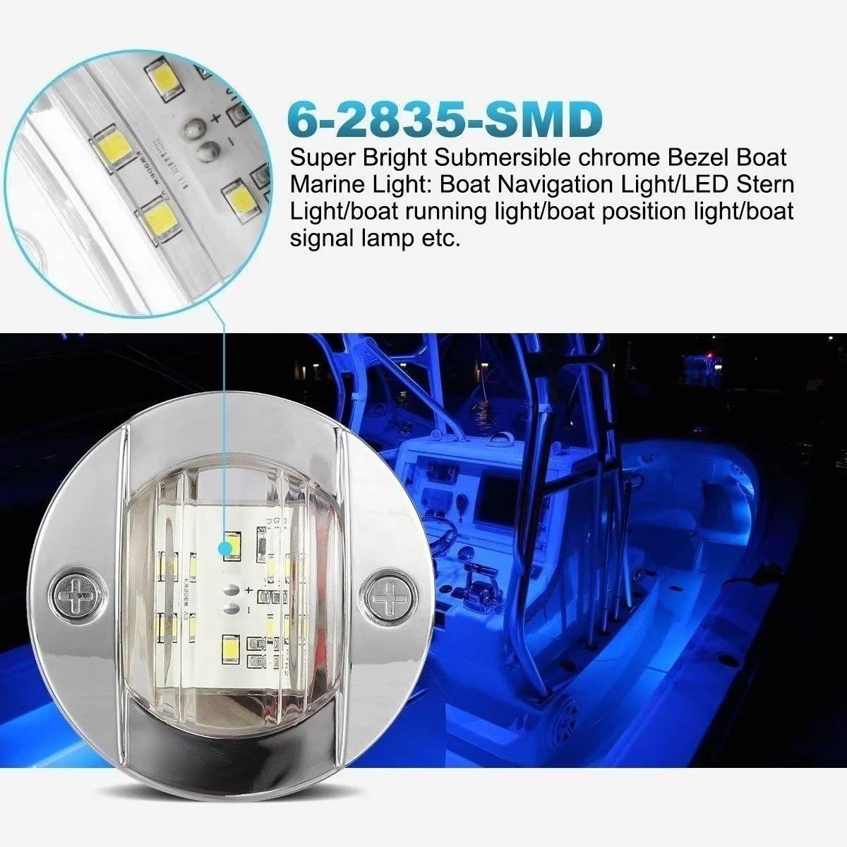 DC 12V/24V 6LED Stern Light Boat Marine Lights Navigation Light Waterproof Marker Lamp for Truck RV Yacht Transom Anchor Stern