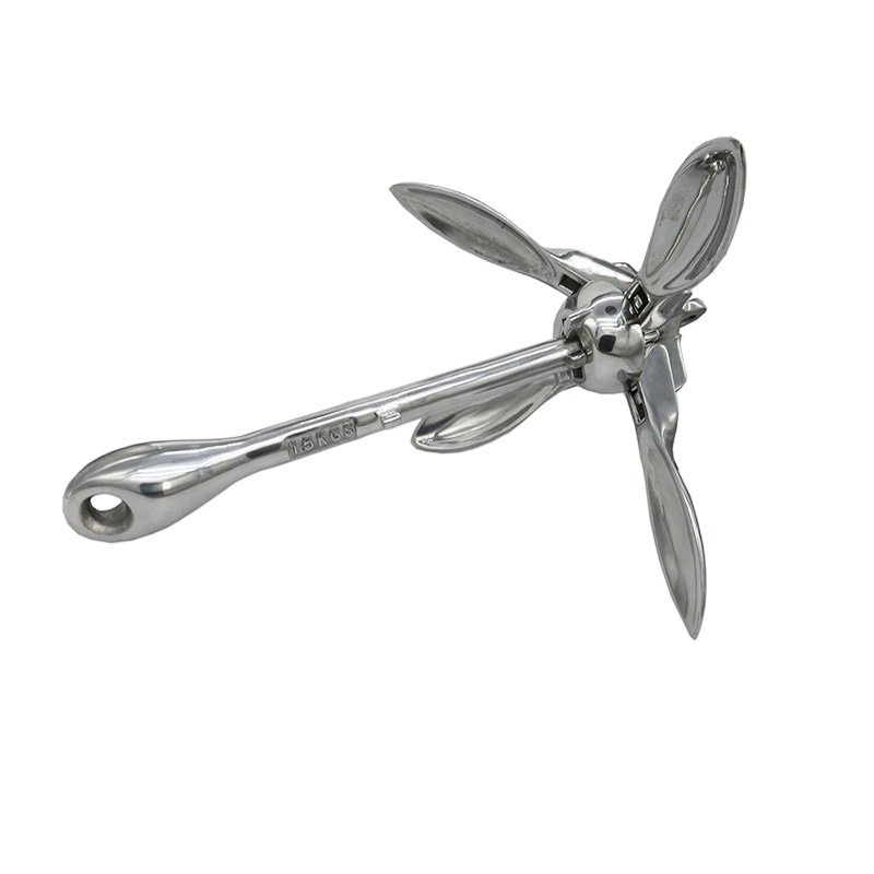 Marine 316 Stainless Steel Boat 3.3lbs 1.5kg Folding Grapnel Anchor for Yacht