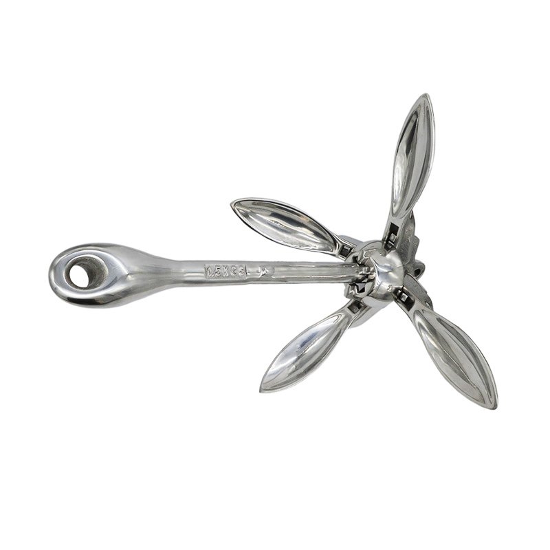 Marine 316 Stainless Steel Boat 3.3lbs 1.5kg Folding Grapnel Anchor for Yacht