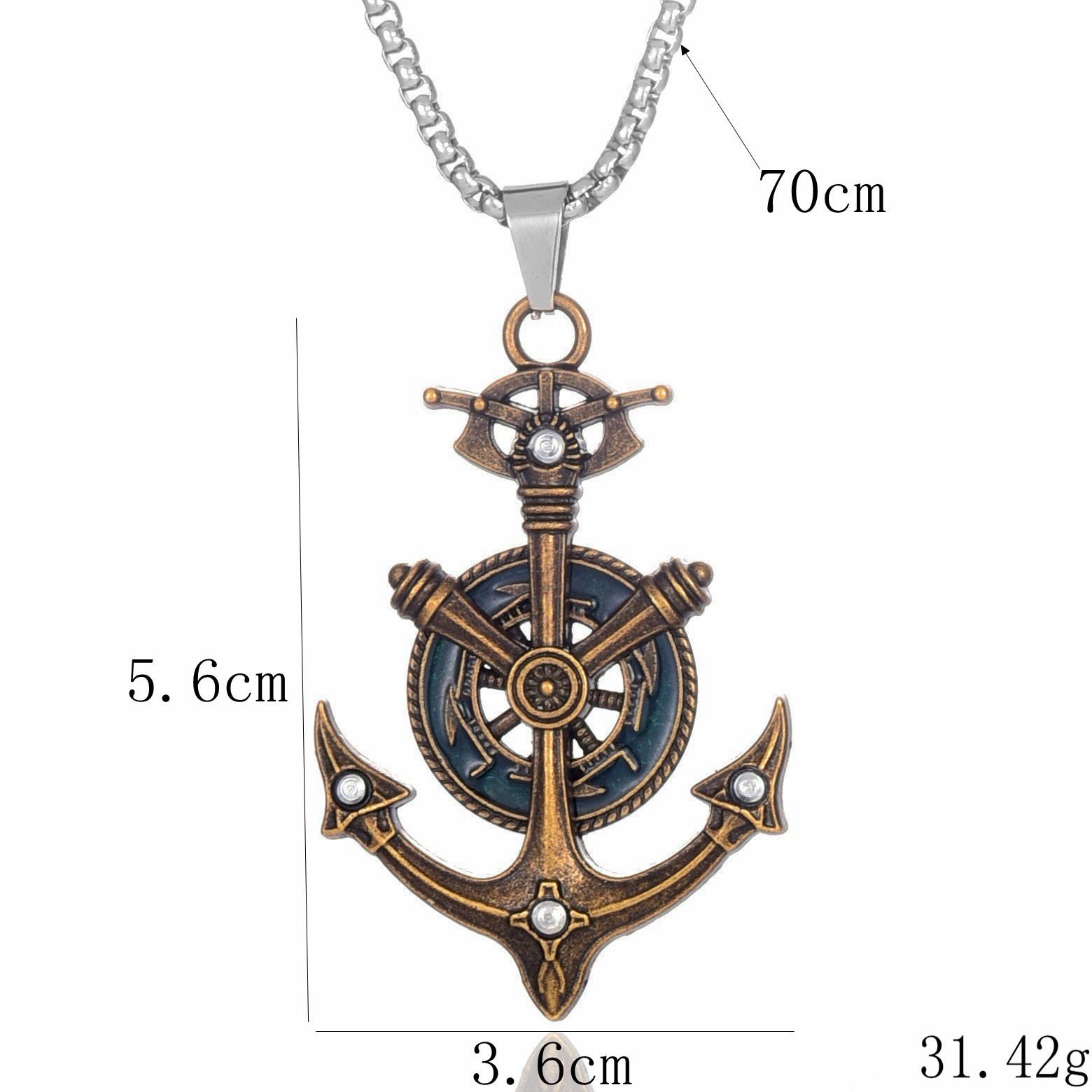 Retro Boat Anchor Necklace Accessories Street Retro Style European and American Hip-Hop Street Necklace Men'S Sweater Chain