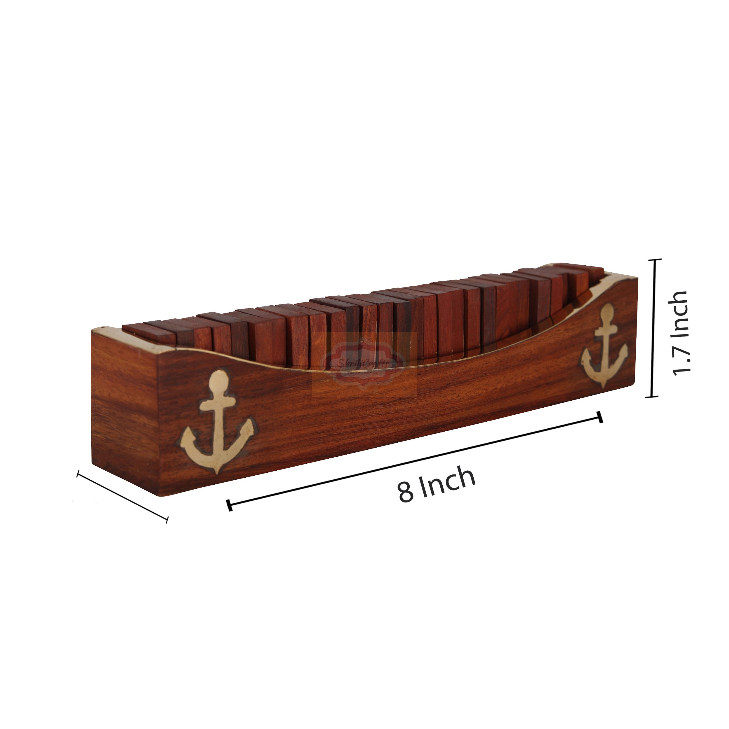 Shriji Crafts Handcrafted Wooden Domino Set With Anchor Design Game Open Boat Tray and Pieces Dominoes Set Boat Tray Unique Game