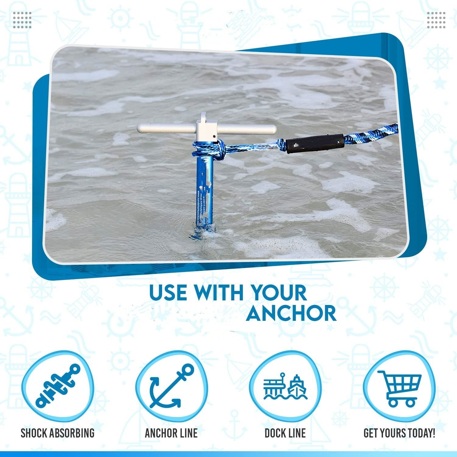 Elastic Anchor Bungee Line Anchoring Rope with Stainless Snap Hook