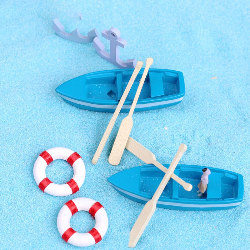 Miniature Toy Figurine Boat Beach Chair Sea View Decoration Mini Plastic Crafts Creative for Fairy Garden Ornament Home Decor