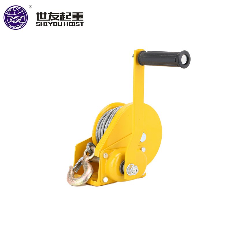 2600lbs Manual Winch with Self-Locking Bearing Two-Way Drum Winch for Boats and Cranes Steel Wire Rope Sling Type