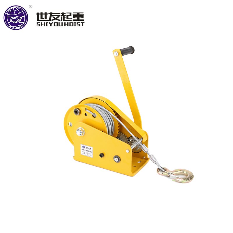 2600lbs Manual Winch with Self-Locking Bearing Two-Way Drum Winch for Boats and Cranes Steel Wire Rope Sling Type
