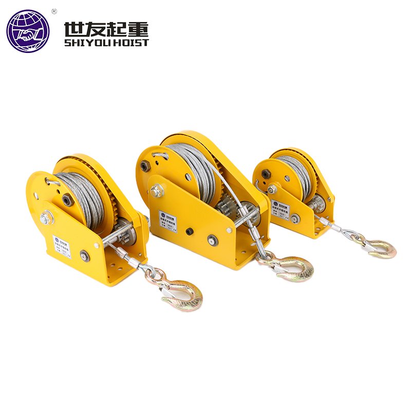 2600lbs Manual Winch with Self-Locking Bearing Two-Way Drum Winch for Boats and Cranes Steel Wire Rope Sling Type