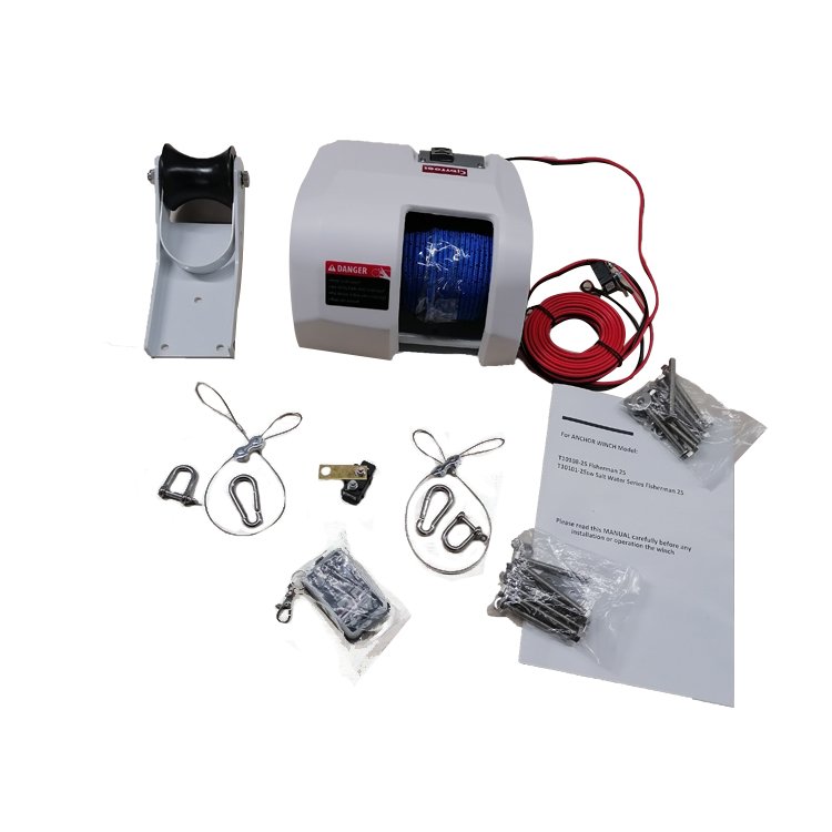 12V Boat Anchor Fisherman Pontoon Winches Portable Electric Anchor Winch Sea Water Fishing Anchor Winch with Wireless GDYAC25SW