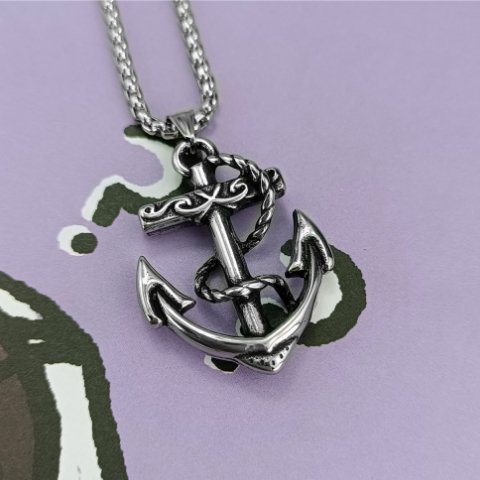 Stainless Steel Vintage Color Boat Anchor Pendant Necklace Hot Sell Jewelry With Chain Men Jewelry for Gift