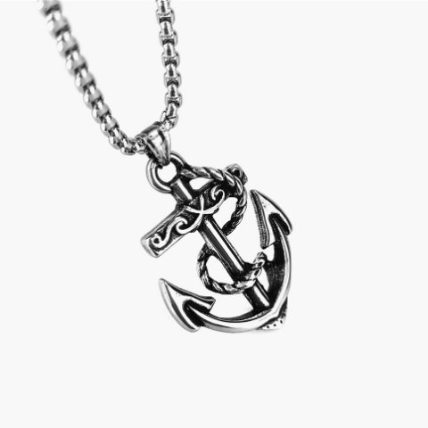 Stainless Steel Vintage Color Boat Anchor Pendant Necklace Hot Sell Jewelry With Chain Men Jewelry for Gift