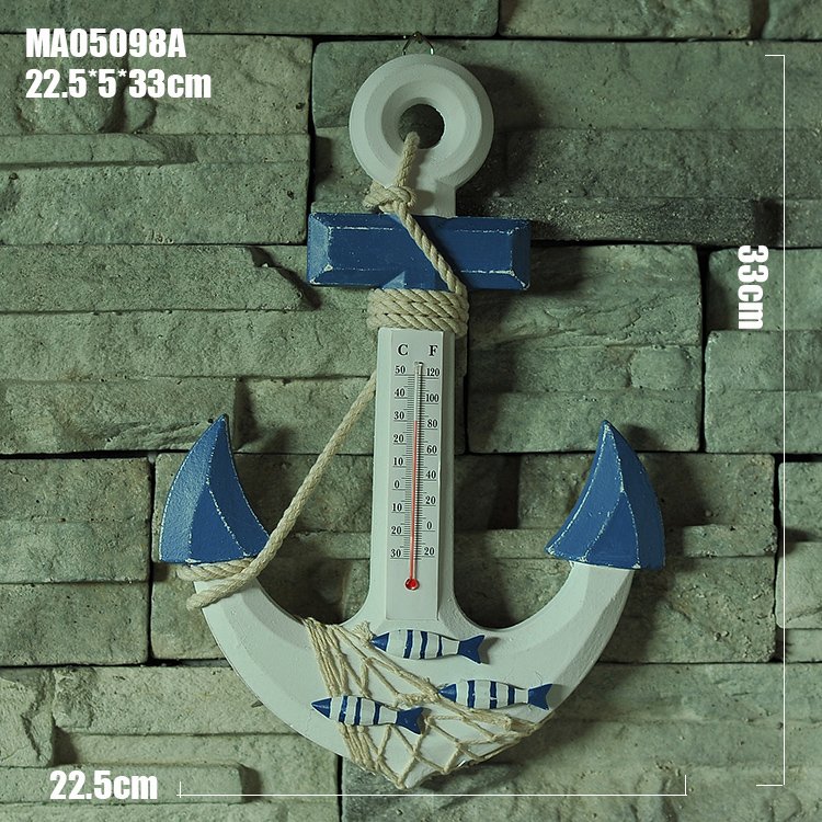 NAUTICAL Style Antique Wooden Wall Hanging Anchor Hook Anchor Temperature Wall Boat Anchor