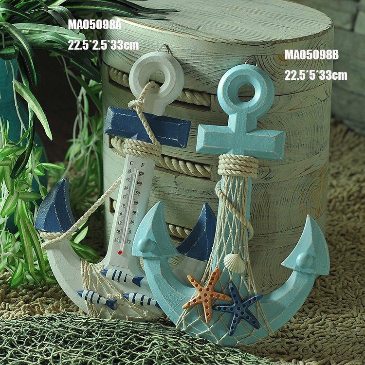 NAUTICAL Style Antique Wooden Wall Hanging Anchor Hook Anchor Temperature Wall Boat Anchor
