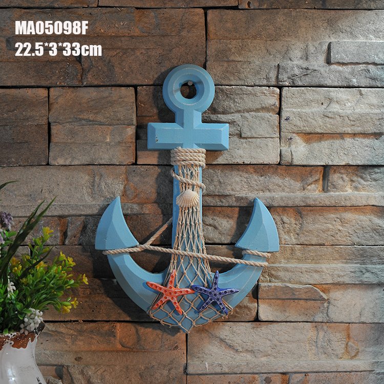 NAUTICAL Style Antique Wooden Wall Hanging Anchor Hook Anchor Temperature Wall Boat Anchor