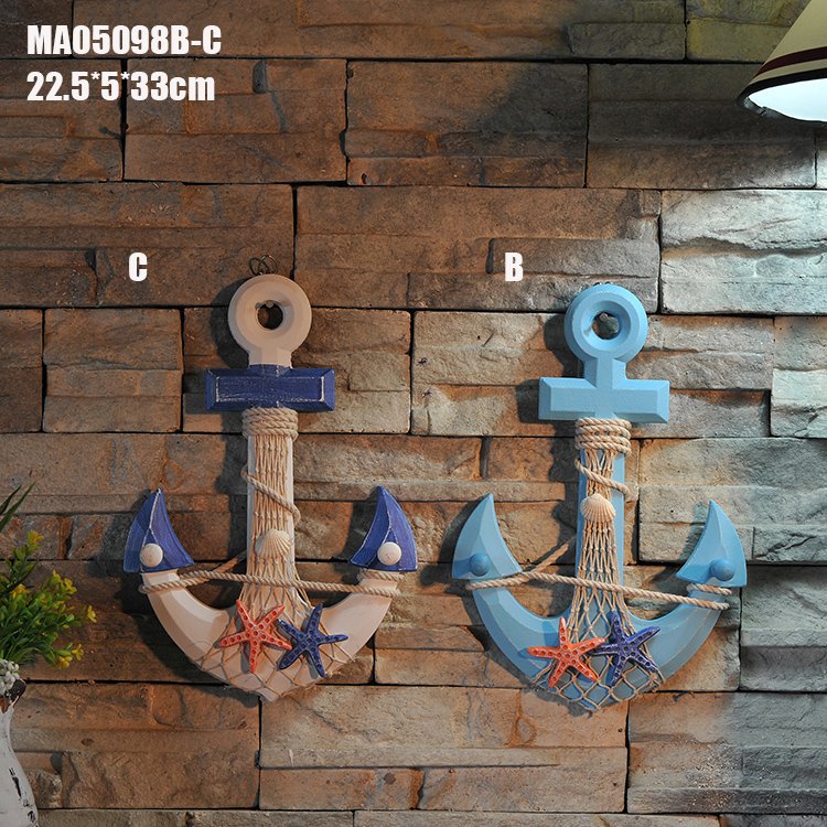 NAUTICAL Style Antique Wooden Wall Hanging Anchor Hook Anchor Temperature Wall Boat Anchor
