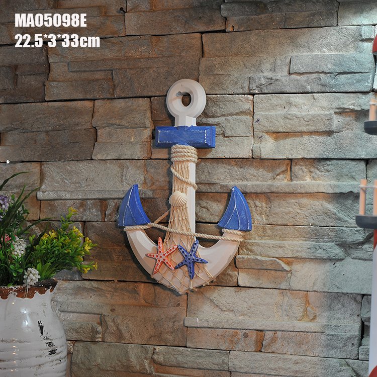 NAUTICAL Style Antique Wooden Wall Hanging Anchor Hook Anchor Temperature Wall Boat Anchor
