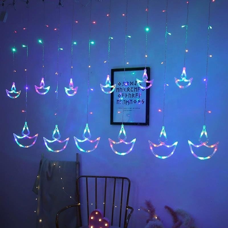 Indian Diwali 138 LED Boat Flash Candle Light Anchor Curtain Lights for Home Bedroom Holiday Decor Unique Holiday Lighting