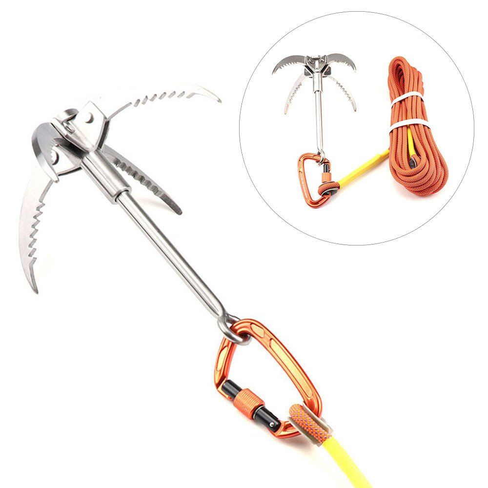 Foldable SS304 Climbing Survival Emergency Grappling Hooks Outdoor Survival Survival Kit Spring Steel 1pc/pouch