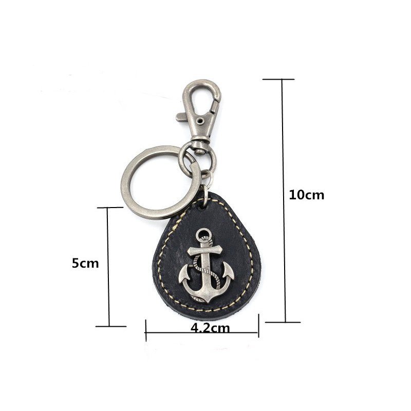 Leather Keychain with Heavy Duty Clip Ship's Anchor Leather Keyring Classic Design Men Car Keychain Anchor Keychain