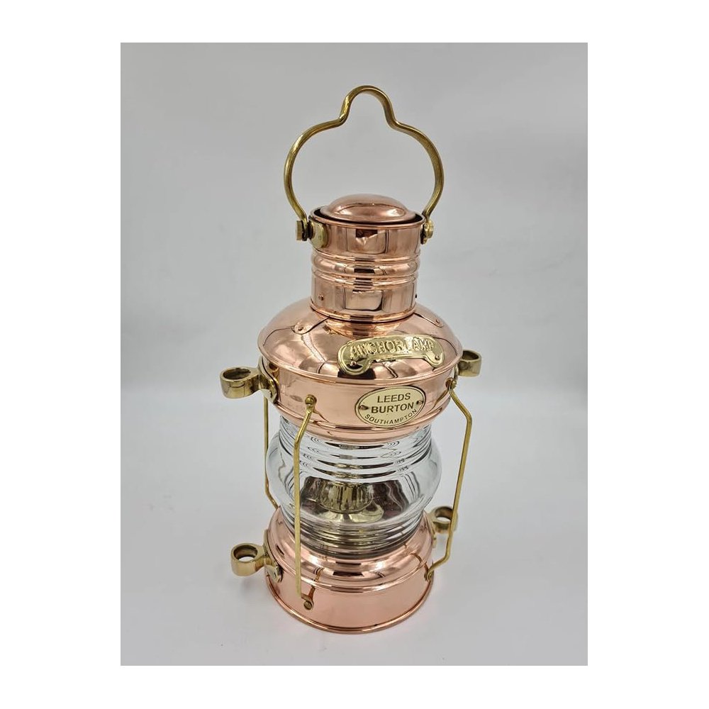 new Brass & copper Anchor Oil Lamp Leeds Burton Nautical Maritime 14" Ship Lantern Rustic Vintage Home DecorAntique Boat Lantern