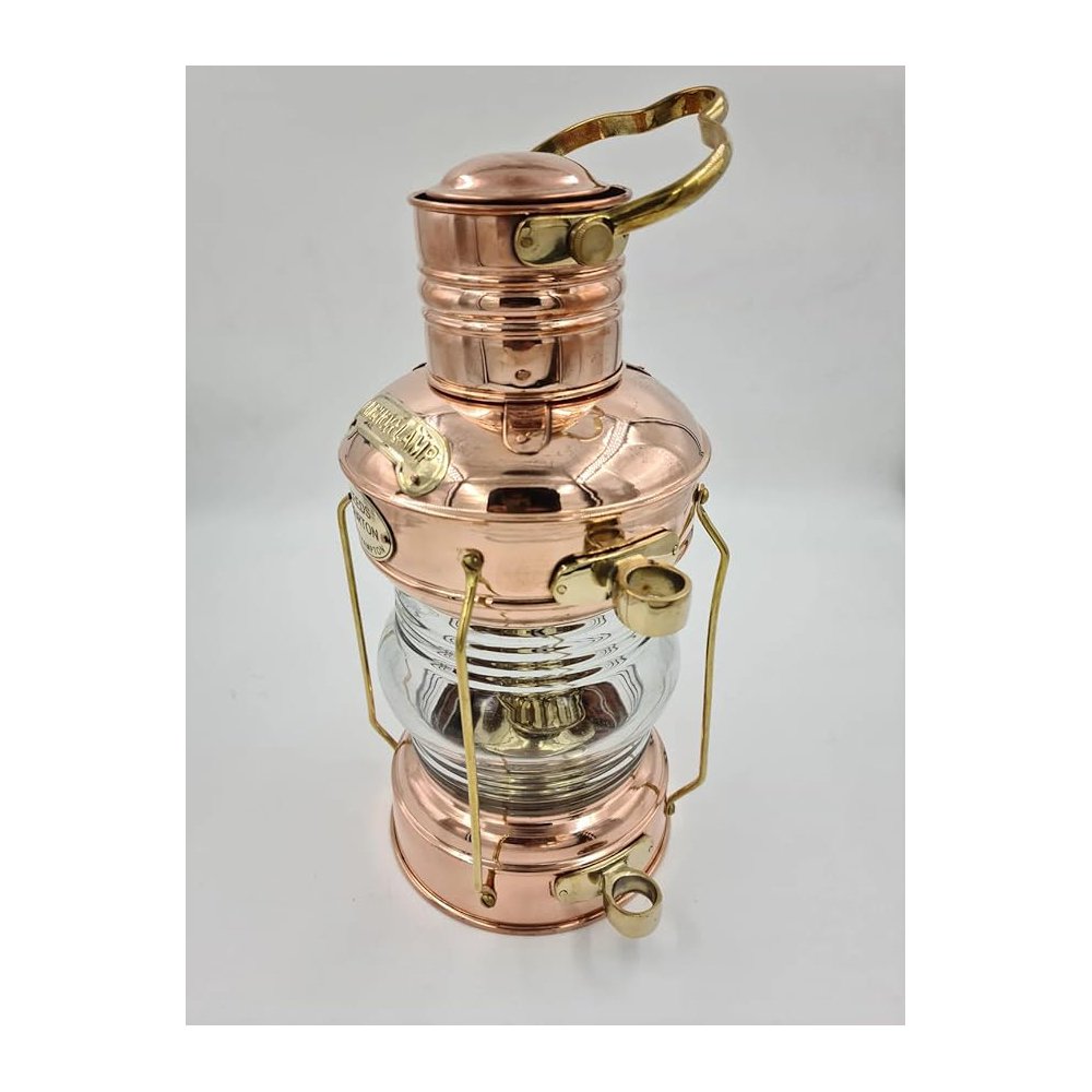 new Brass & copper Anchor Oil Lamp Leeds Burton Nautical Maritime 14" Ship Lantern Rustic Vintage Home DecorAntique Boat Lantern